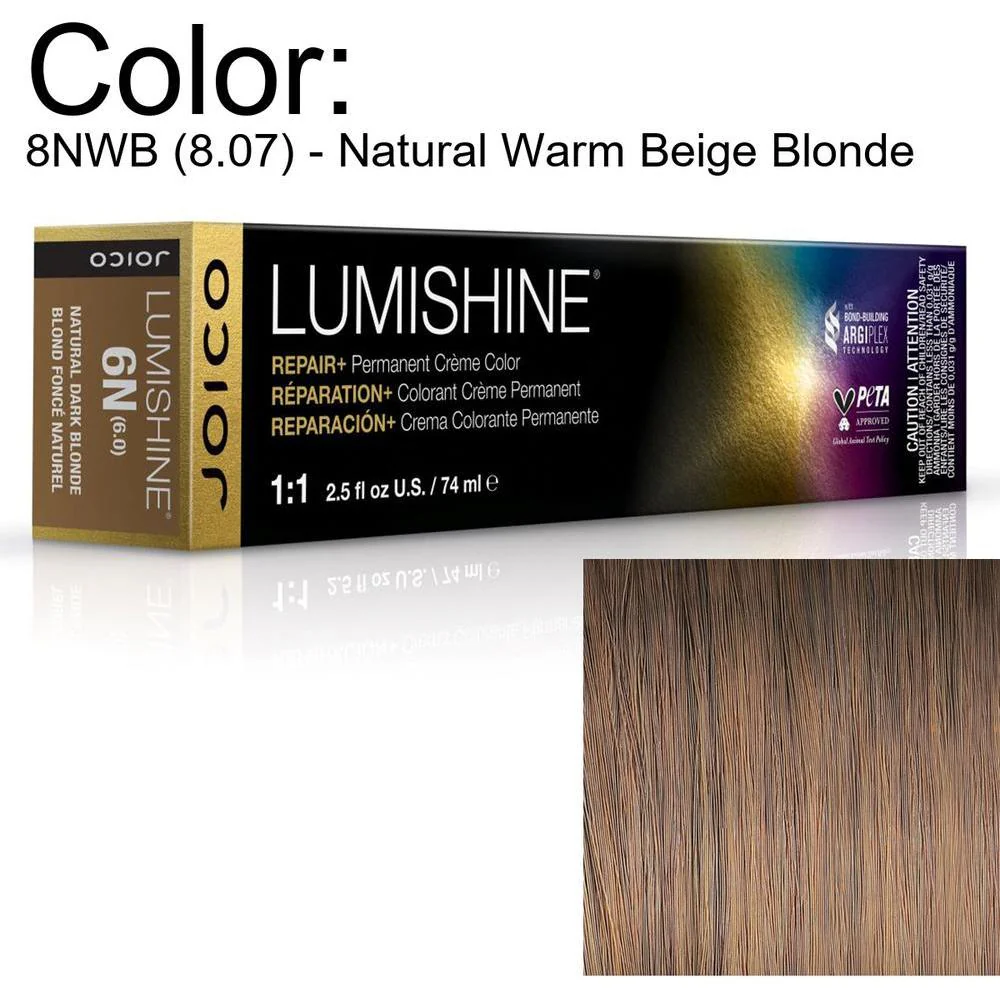 LumiShine Permanent Creme Color - 8NWB (8.07) - Natural Warm Beige Blonde / 2.5 oz. by Joico