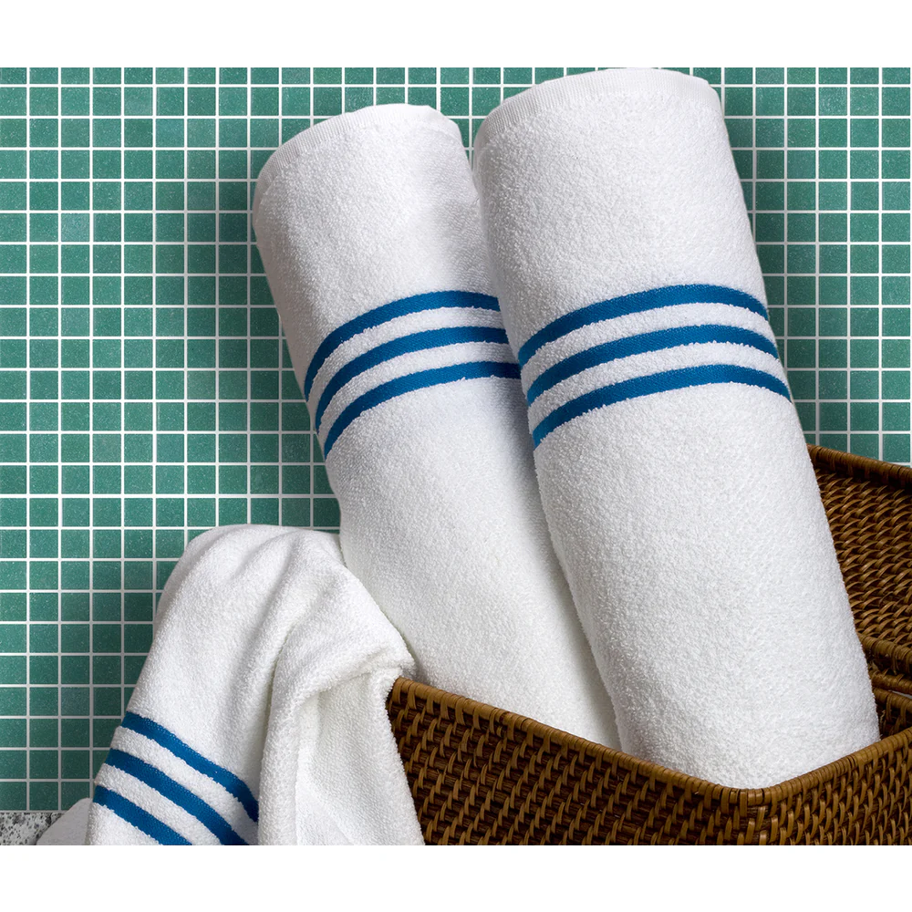 Luxurious Pool Towels / 30" X 60" / White with Brown Stripes / 1 Dozen by The Turkish Towel Company - Image 2