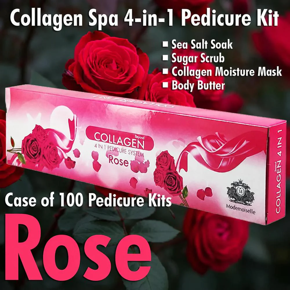 Mademoiselle Collagen Spa 4-in-1 Pedicure Kit - Rose / Case of 100 Pedicure Kits