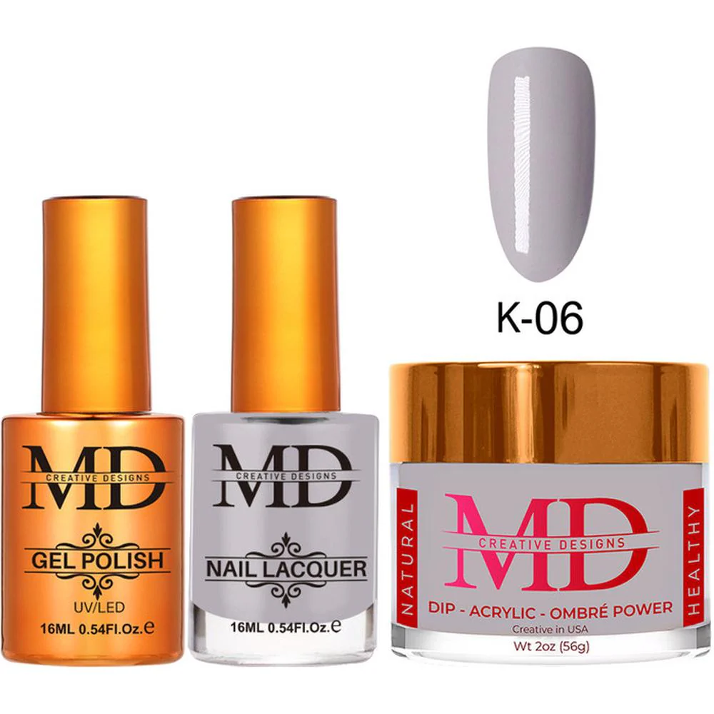MD Nail 4-in-1 Combo - Gel Polish 0.54 oz. + Nail Lacquer 0.54 oz. Dip & Dap Powder - Dip/Acrylic 2oz. - #K006