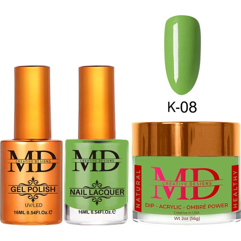 MD Nail 4-in-1 Combo - Gel Polish 0.54 oz. + Nail Lacquer 0.54 oz. Dip & Dap Powder - Dip/Acrylic 2oz. - #K008