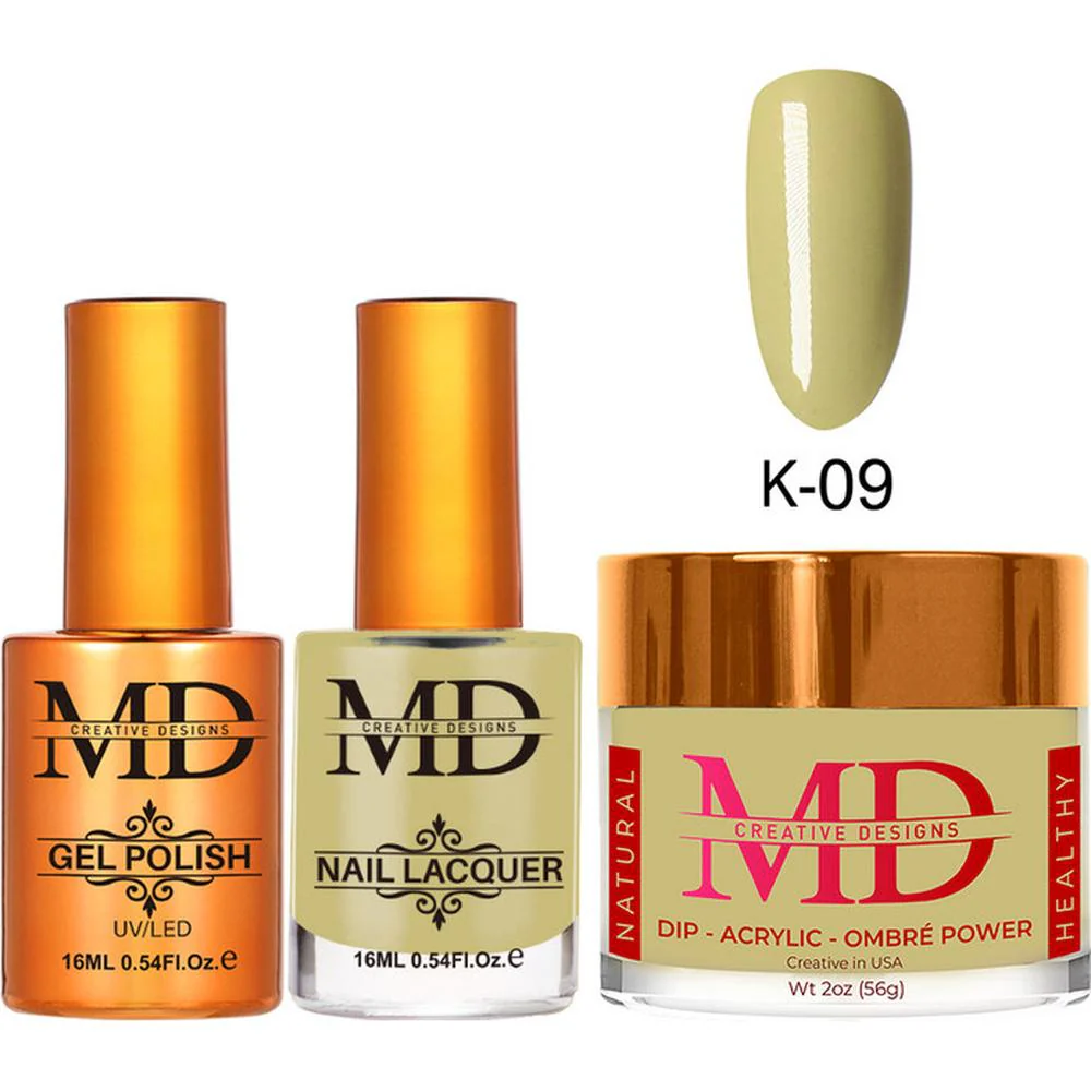 MD Nail 4-in-1 Combo - Gel Polish 0.54 oz. + Nail Lacquer 0.54 oz. Dip & Dap Powder - Dip/Acrylic 2oz. - #K009