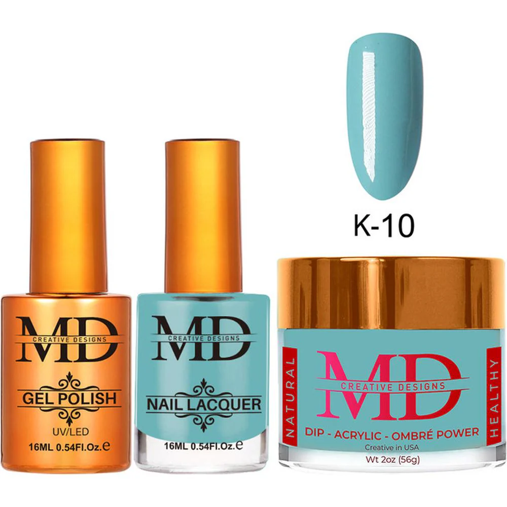MD Nail 4-in-1 Combo - Gel Polish 0.54 oz. + Nail Lacquer 0.54 oz. Dip & Dap Powder - Dip/Acrylic 2oz. - #K010