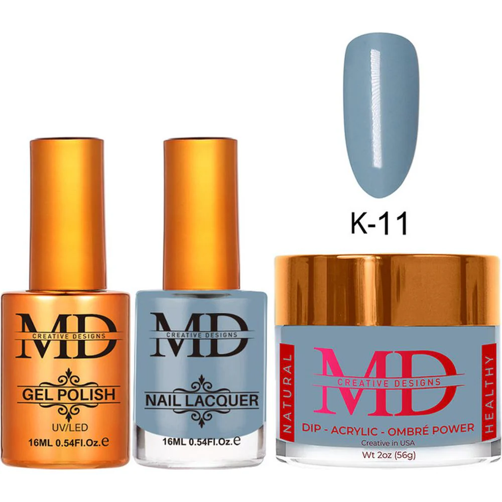 MD Nail 4-in-1 Combo - Gel Polish 0.54 oz. + Nail Lacquer 0.54 oz. Dip & Dap Powder - Dip/Acrylic 2oz. - #K011