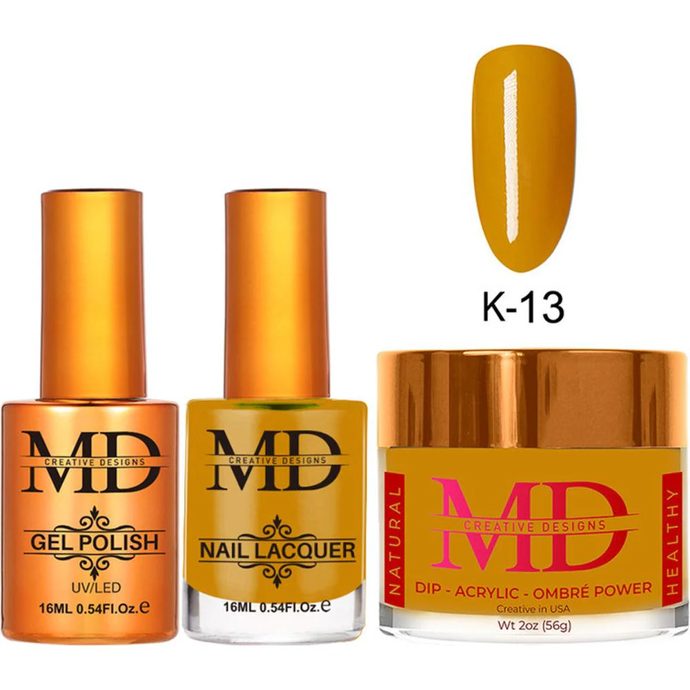 MD Nail 4-in-1 Combo - Gel Polish 0.54 oz. + Nail Lacquer 0.54 oz. Dip & Dap Powder - Dip/Acrylic 2oz. - #K013