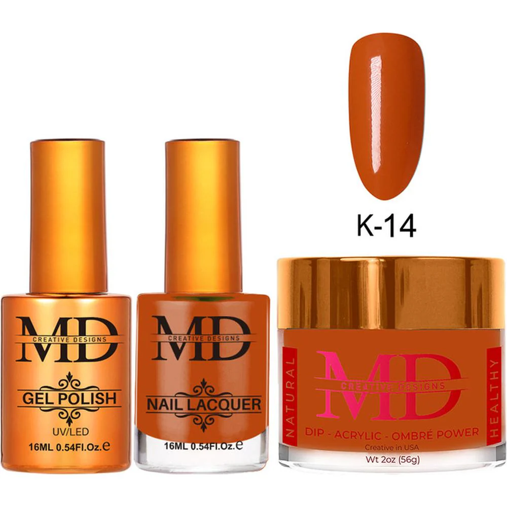 MD Nail 4-in-1 Combo - Gel Polish 0.54 oz. + Nail Lacquer 0.54 oz. Dip & Dap Powder - Dip/Acrylic 2oz. - #K014