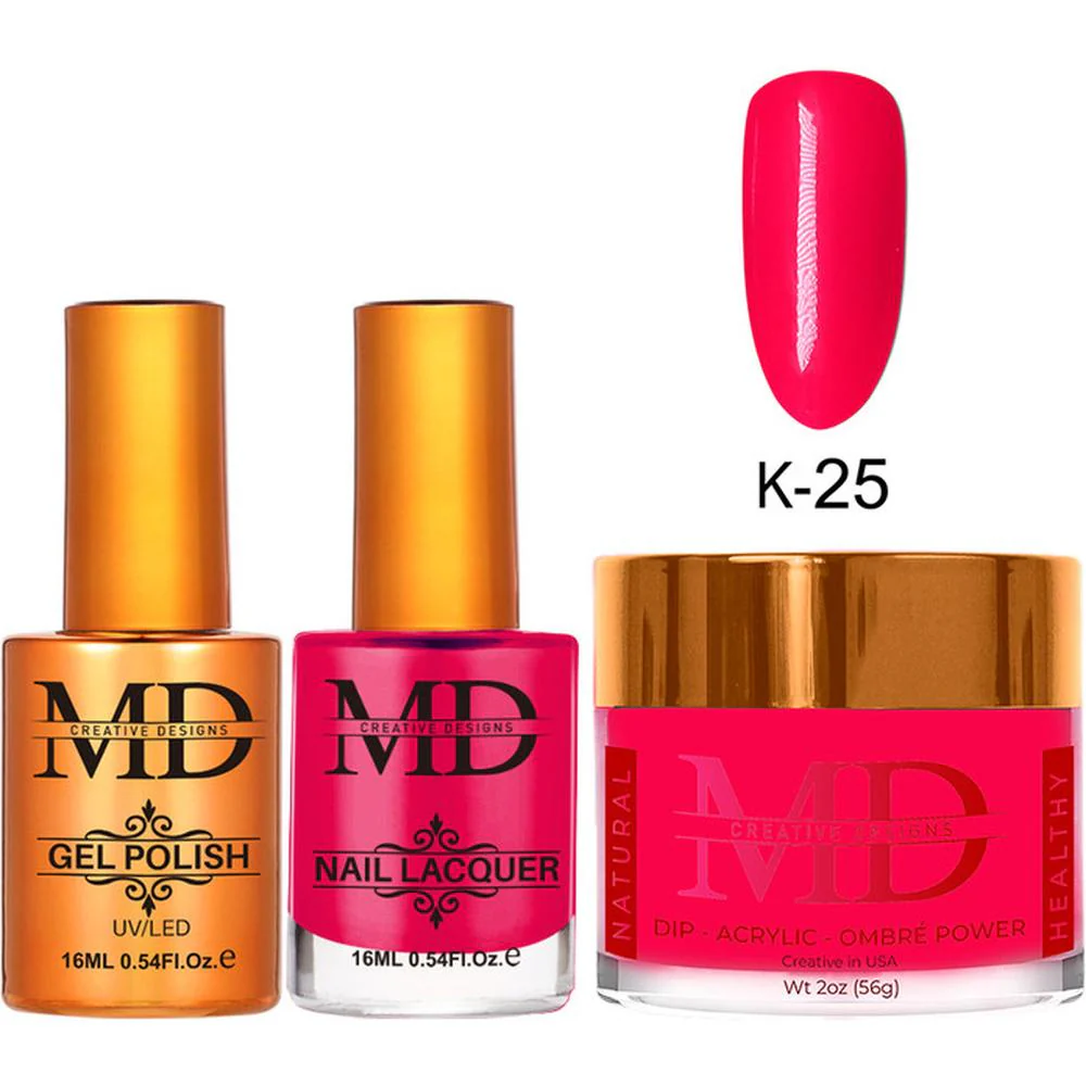MD Nail 4-in-1 Combo - Gel Polish 0.54 oz. + Nail Lacquer 0.54 oz. Dip & Dap Powder - Dip/Acrylic 2oz. - #K025