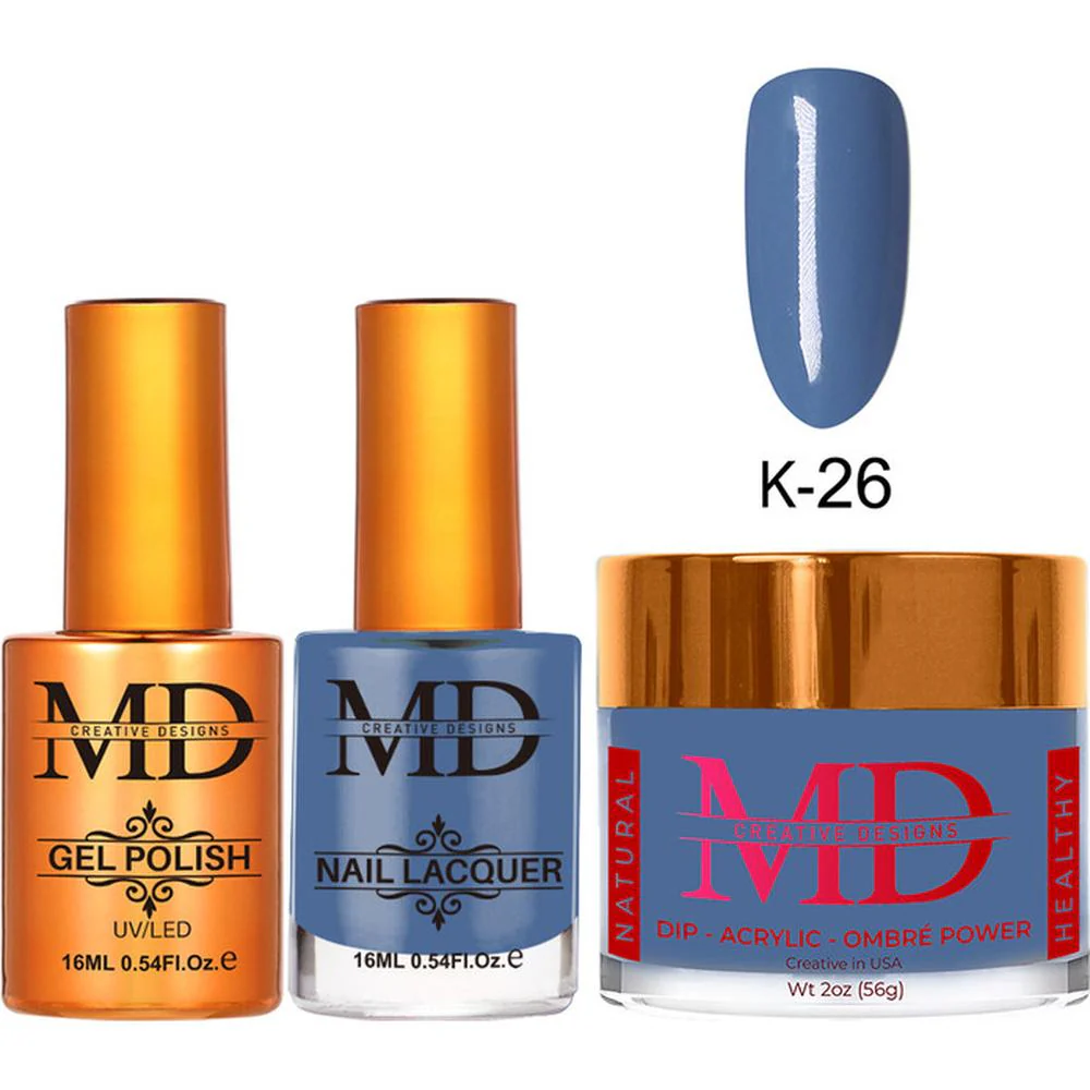 MD Nail 4-in-1 Combo - Gel Polish 0.54 oz. + Nail Lacquer 0.54 oz. Dip & Dap Powder - Dip/Acrylic 2oz. - #K026