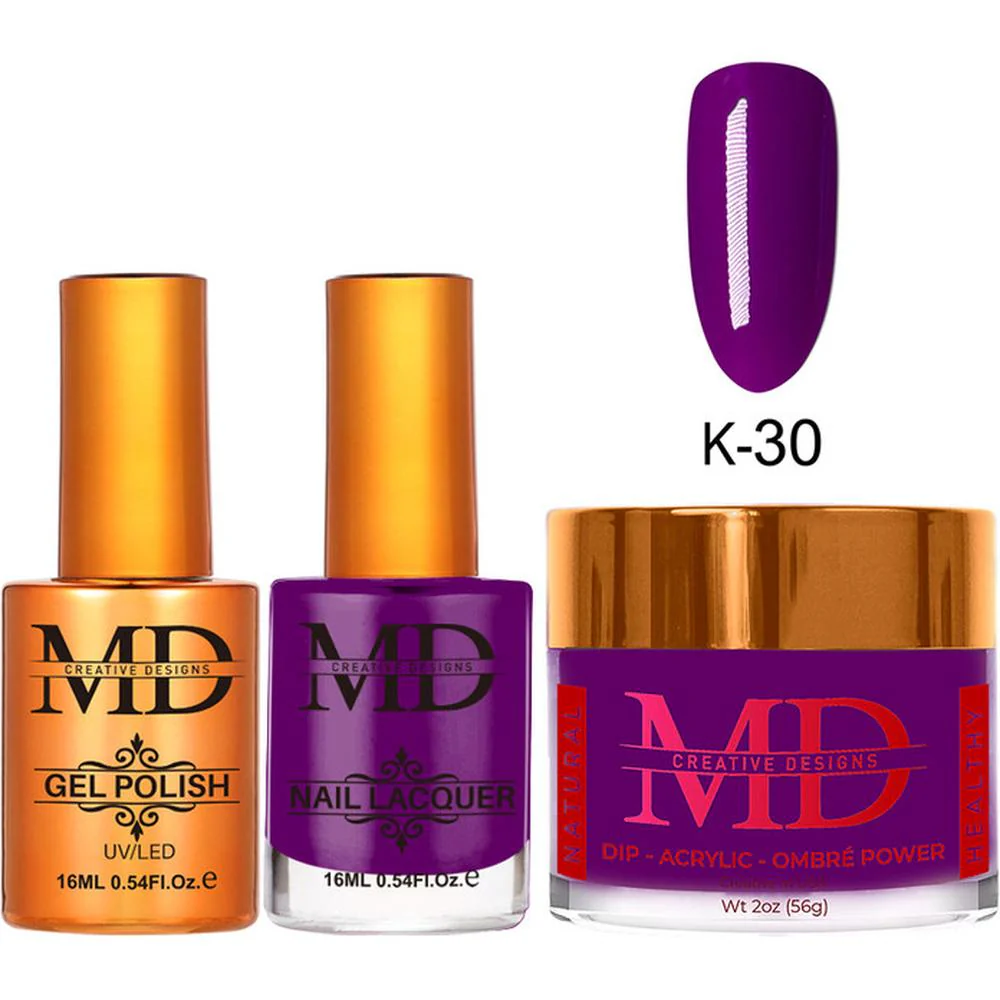 MD Nail 4-in-1 Combo - Gel Polish 0.54 oz. + Nail Lacquer 0.54 oz. Dip & Dap Powder - Dip/Acrylic 2oz. - #K030
