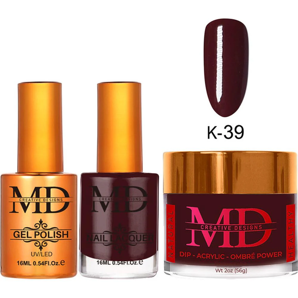 MD Nail 4-in-1 Combo - Gel Polish 0.54 oz. + Nail Lacquer 0.54 oz. Dip & Dap Powder - Dip/Acrylic 2oz. - #K039