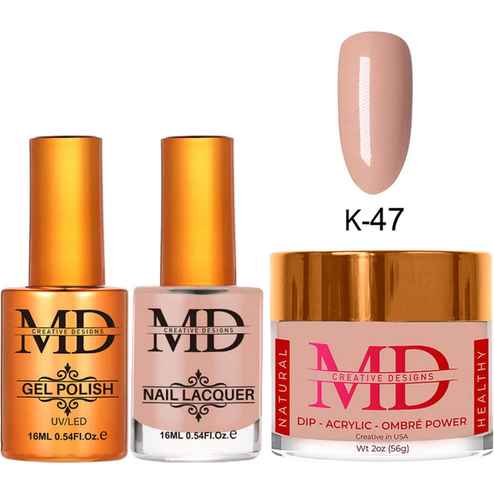 MD Nail 4-in-1 Combo - Gel Polish 0.54 oz. + Nail Lacquer 0.54 oz. Dip & Dap Powder - Dip/Acrylic 2oz. - #K047