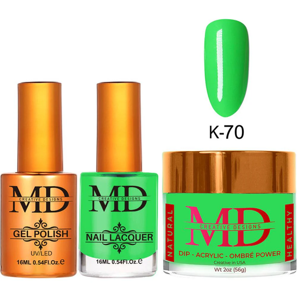 MD Nail 4-in-1 Combo - Gel Polish 0.54 oz. + Nail Lacquer 0.54 oz. Dip & Dap Powder - Dip/Acrylic 2oz. - #K070