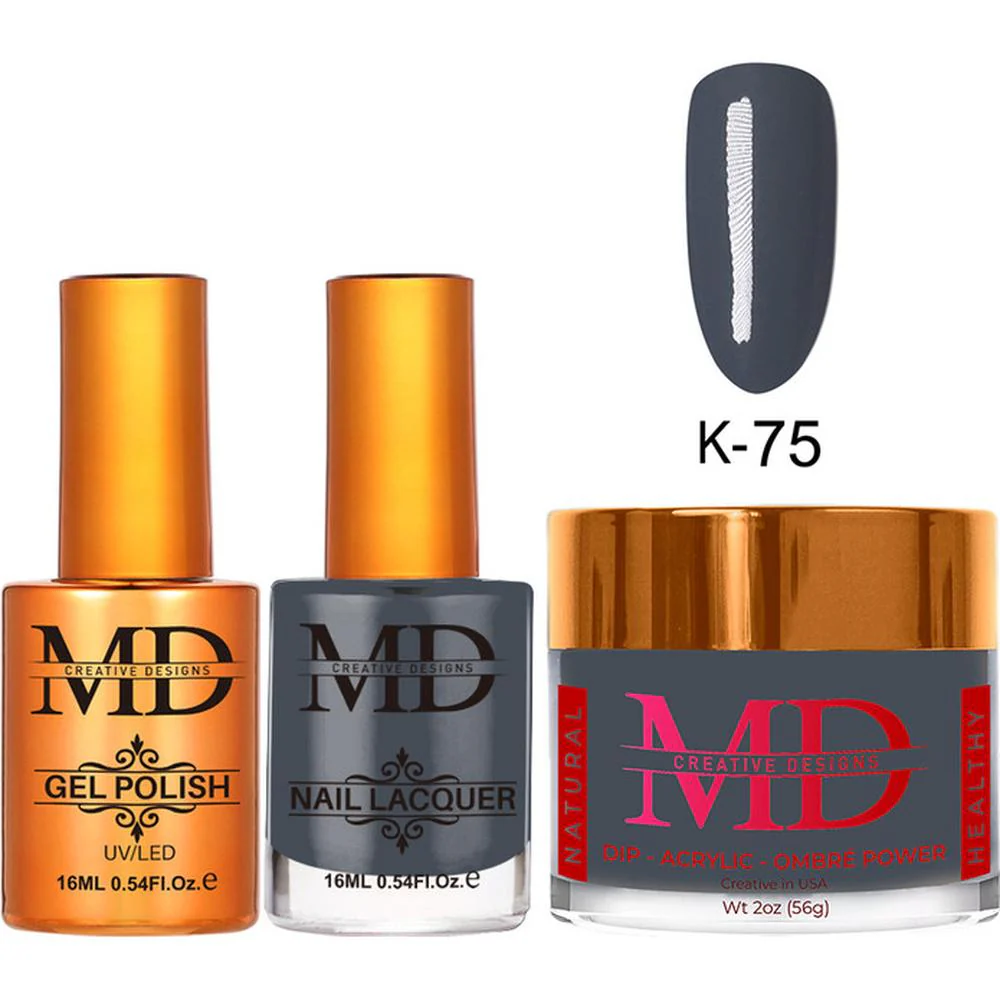 MD Nail 4-in-1 Combo - Gel Polish 0.54 oz. + Nail Lacquer 0.54 oz. Dip & Dap Powder - Dip/Acrylic 2oz. - #K075