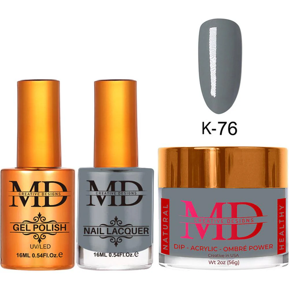 MD Nail 4-in-1 Combo - Gel Polish 0.54 oz. + Nail Lacquer 0.54 oz. Dip & Dap Powder - Dip/Acrylic 2oz. - #K076