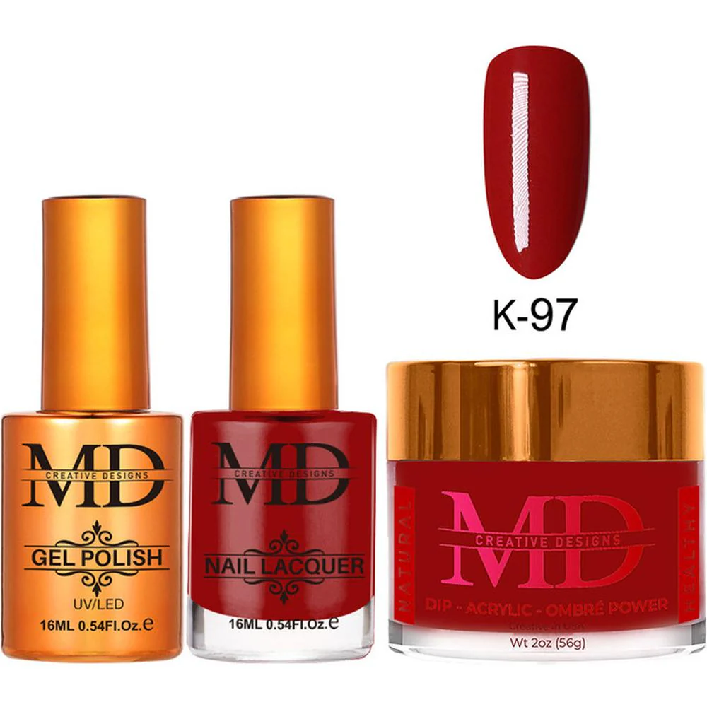 MD Nail 4-in-1 Combo - Gel Polish 0.54 oz. + Nail Lacquer 0.54 oz. Dip & Dap Powder - Dip/Acrylic 2oz. - #K097