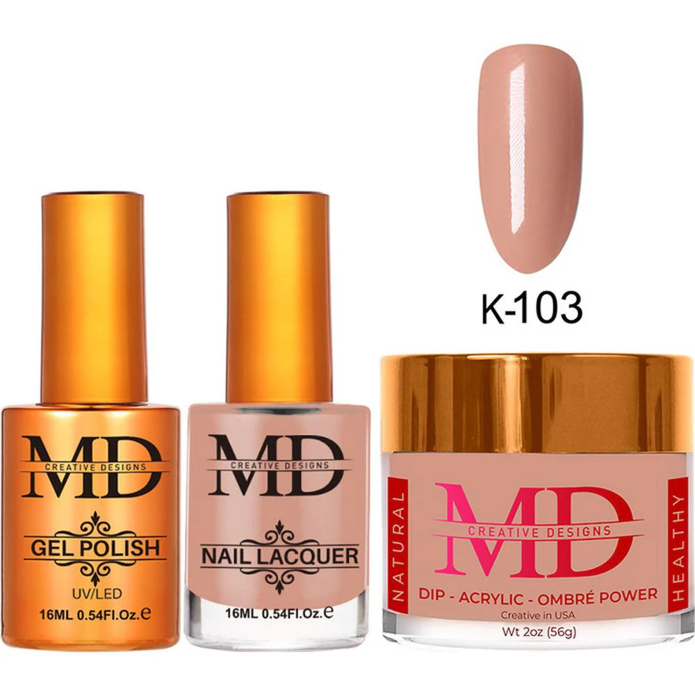 MD Nail 4-in-1 Combo - Gel Polish 0.54 oz. + Nail Lacquer 0.54 oz. Dip & Dap Powder - Dip/Acrylic 2oz. - #K103