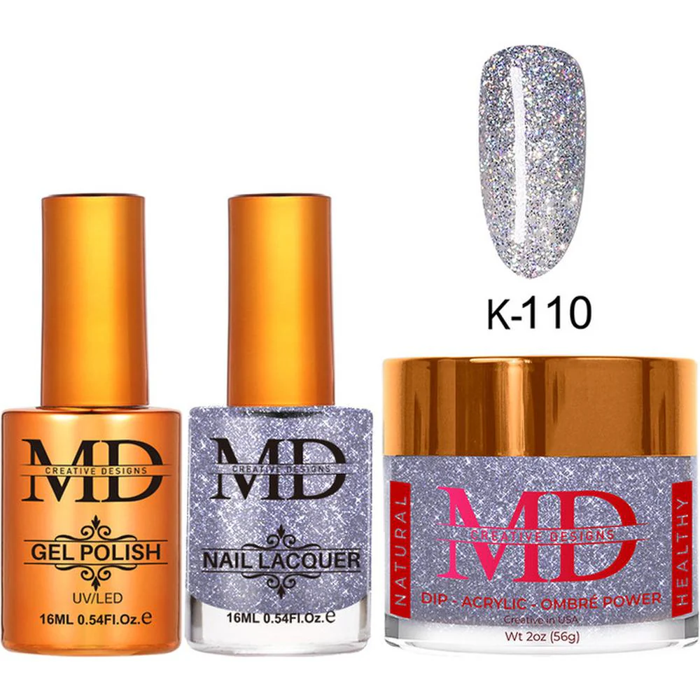 MD Nail 4-in-1 Combo - Gel Polish 0.54 oz. + Nail Lacquer 0.54 oz. Dip & Dap Powder - Dip/Acrylic 2oz. - #K110
