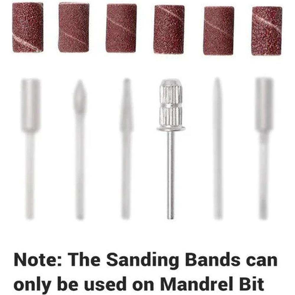 MelodySusie Colorful 100 Pieces Professional Sanding Bands With Mandrel Drill Bit / Red 120# Grit - Image 2