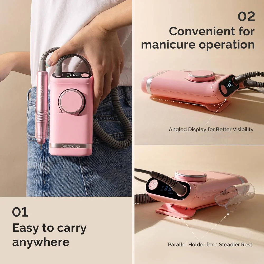 MelodySusie SC300F Rechargeable Nail Drill 30000RPM - Pink - Image 3