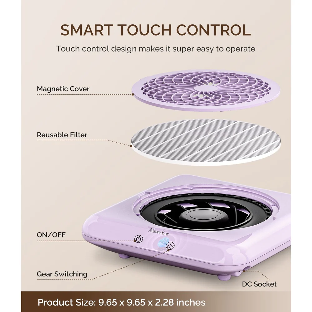 MelodySusie SProF Nail Dust Collector Kit Rechargeable Dust Collector - Purple - Image 6