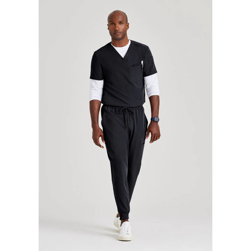 Men's Rally Scrub Top - Barco Unify Collection / Color - Black / Fit - Regular / Sizes - XS, S, M, L, XL, 2XL, 3XL by Barco Uniforms - Image 2