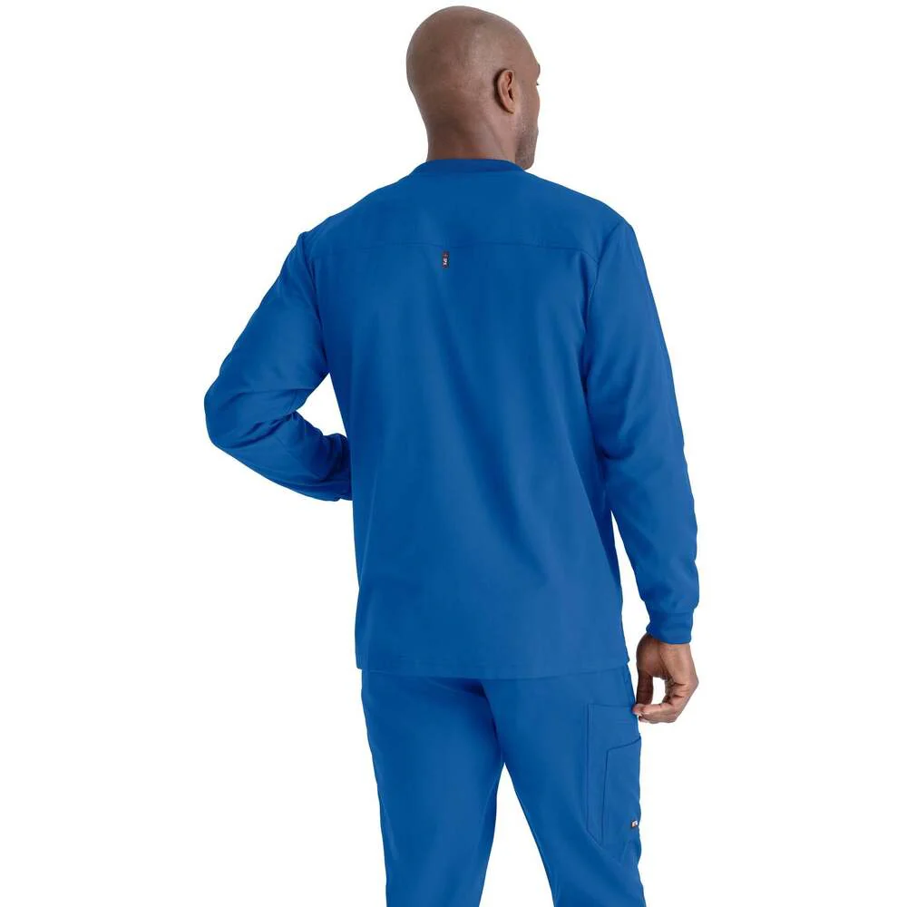 Men's React Warmup Scrub Jacket - Greys Anatomy Spandex Stretch Collection / Color - New Royal / Fit - Regular / Sizes - XS, S, M, L, XL, 2XL, 3XL by Barco Uniforms - Image 2