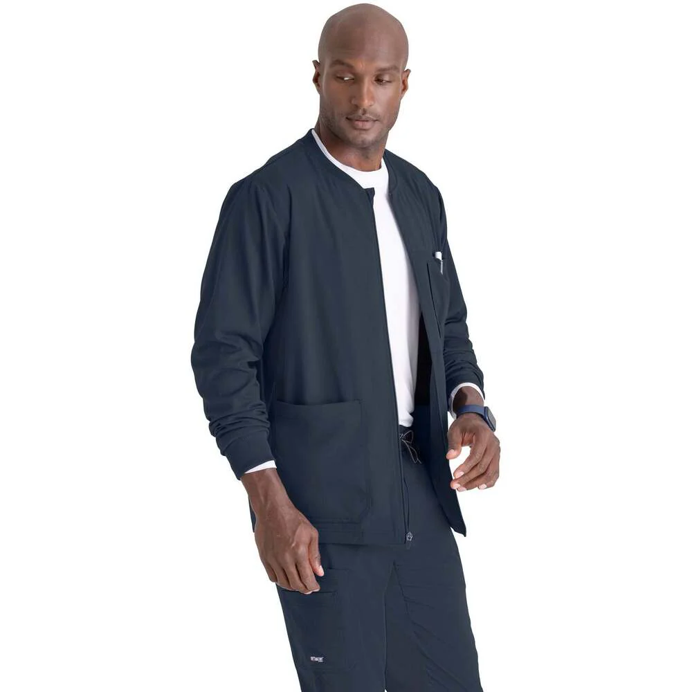 Men's React Warmup Scrub Jacket - Greys Anatomy Spandex Stretch Collection / Color - Steel / Fit - Regular / Sizes - XS, S, M, L, XL, 2XL, 3XL by Barco Uniforms - Image 2