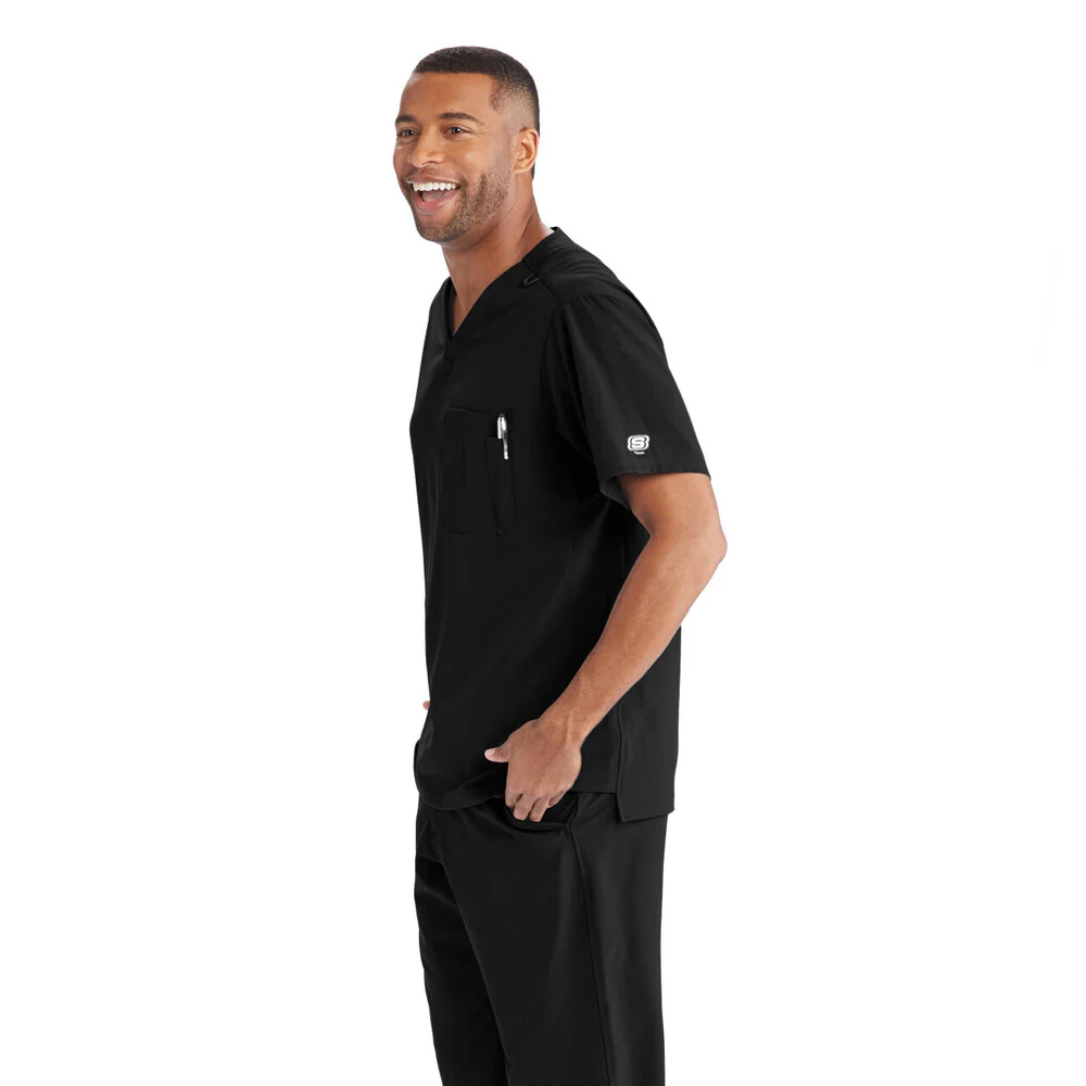 Men's Structure Scrub Top - Skechers Collection / Color - Black / Fit - Regular / Sizes - XS, S, M, L, XL, 2XL, 3XL by Barco Uniforms - Image 4