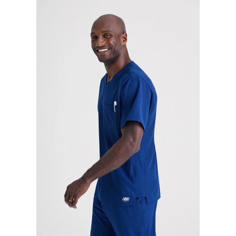 Men's Structure Scrub Top - Skechers Collection / Color - Navy / Fit - Regular / Sizes - XS, S, M, L, XL, 2XL, 3XL by Barco Uniforms - Image 2