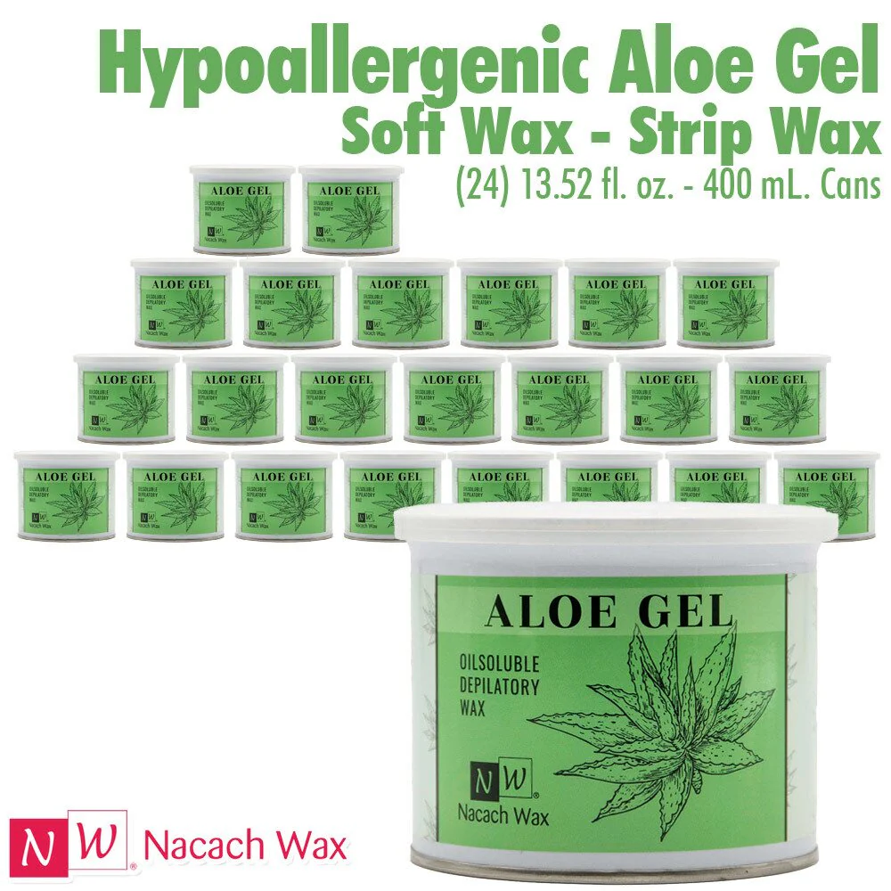 Hypoallergenic Aloe Gel Soft Wax - Strip Wax / (24) 13.52 fl. oz. - 400 mL. Cans by Nacach Wax