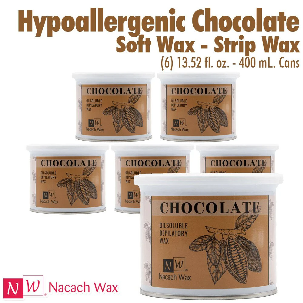 Hypoallergenic Chocolate Soft Wax - Strip Wax / (6) 13.52 fl. oz. - 400 mL. Cans by Nacach Wax - Image 5