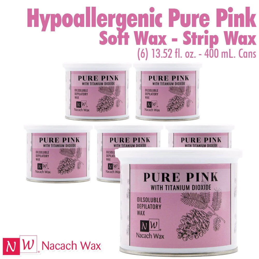 Hypoallergenic Pure Pink with Titanium Dioxide Soft Wax - Strip Wax / (6) 13.52 fl. oz. - 400 mL. Cans by Nacach Wax - Image 4