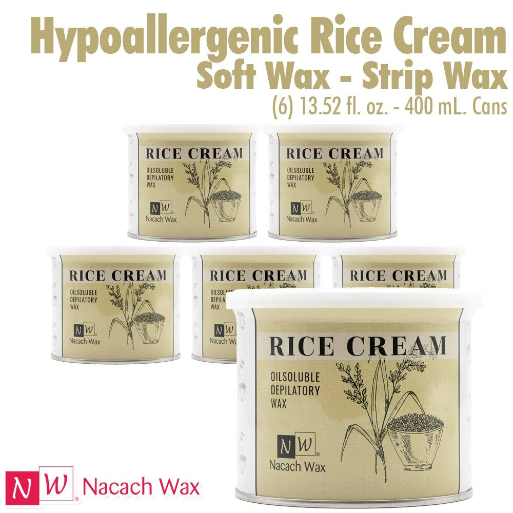 Hypoallergenic Rice Cream Soft Wax - Strip Wax / (6) 13.52 fl. oz. - 400 mL. Cans by Nacach Wax - Image 5