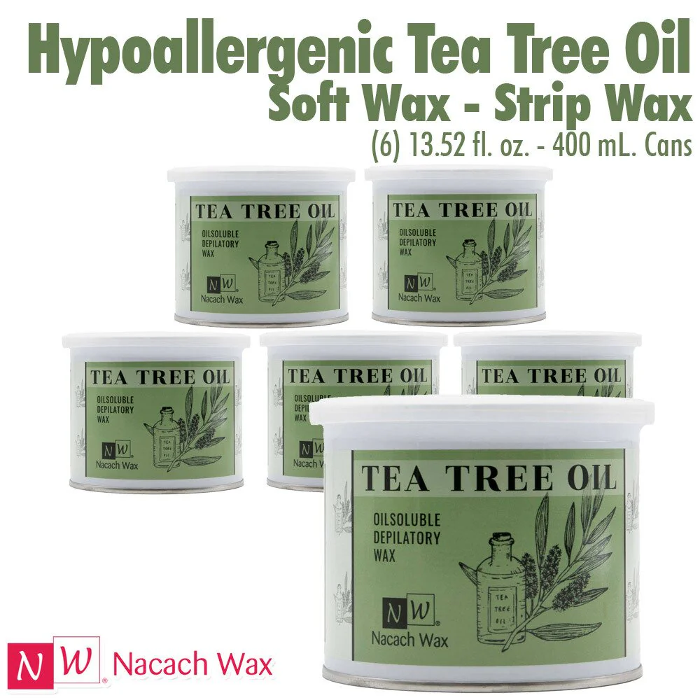 Hypoallergenic Tea Tree Oil Soft Wax - Strip Wax / (6) 13.52 fl. oz. - 400 mL. Cans by Nacach Wax