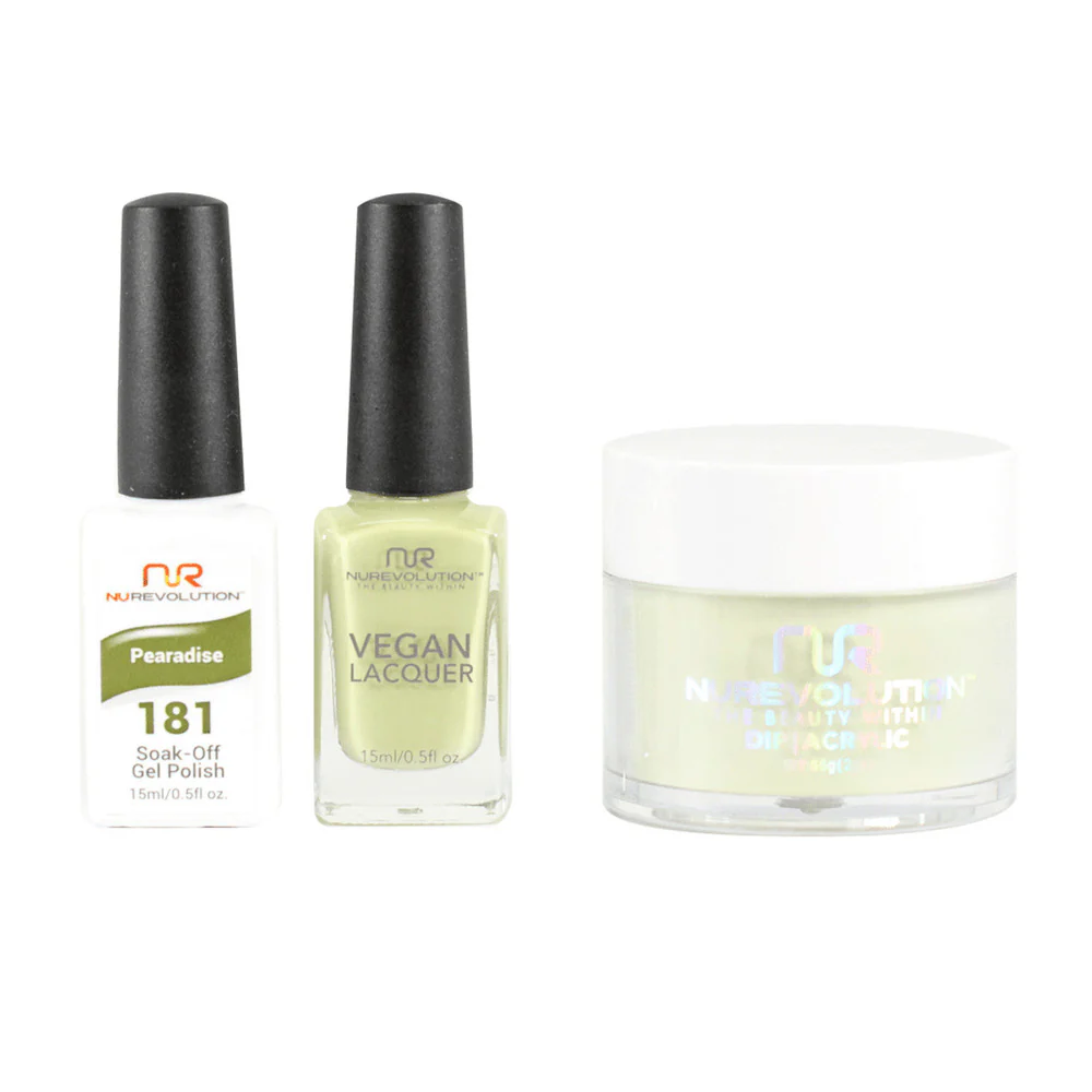 NR Elite Trio: Gel Polish + Lacquer + Dip/Acrylic Powder - #MS181 Pearadise by NuRevolution / Gel Polish 15 mL. + Lacquer 15 mL. + Dip/Acrylic 2 oz.