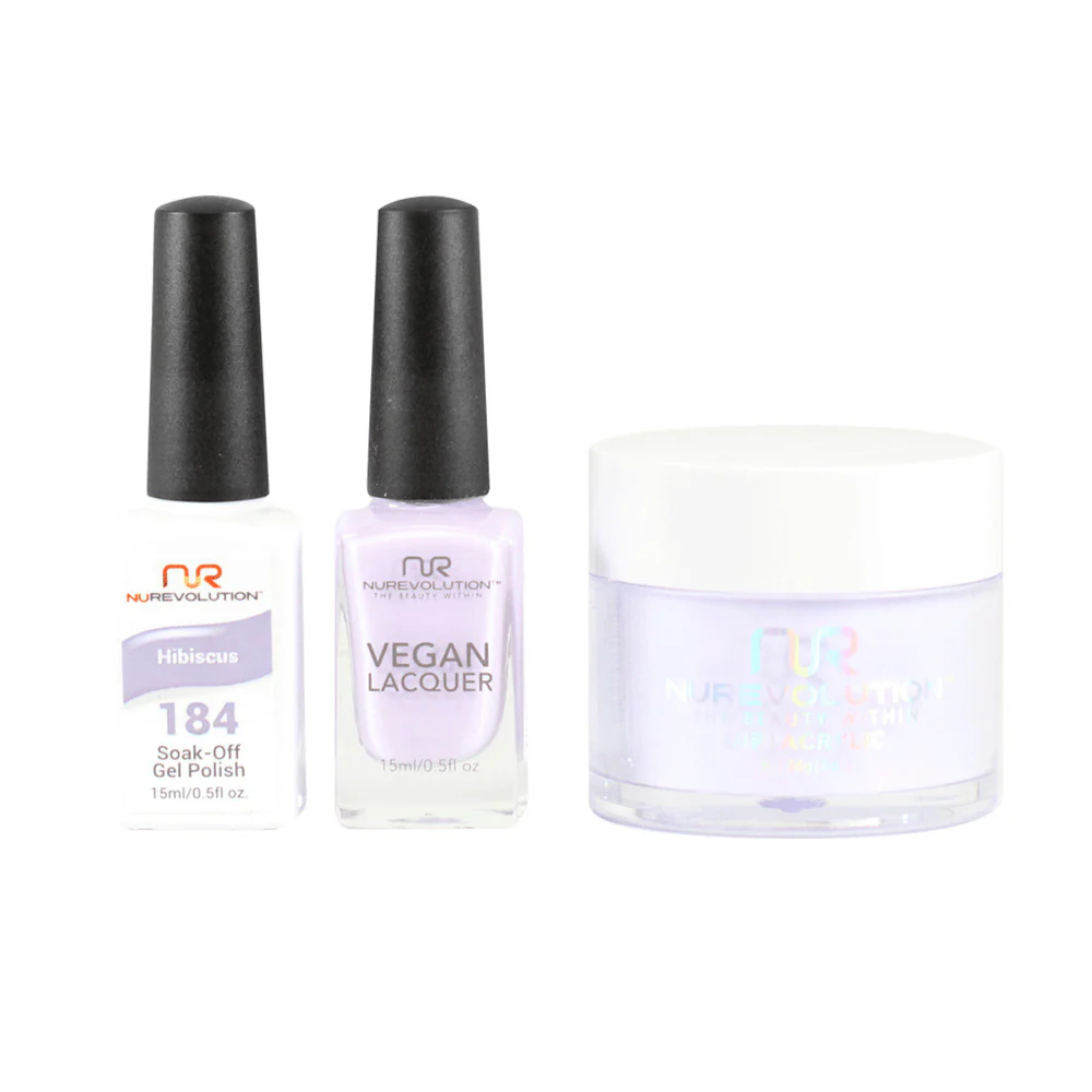 NR Elite Trio: Gel Polish + Lacquer + Dip/Acrylic Powder - #MS184 Hibiscus by NuRevolution / Gel Polish 15 mL. + Lacquer 15 mL. + Dip/Acrylic 2 oz.