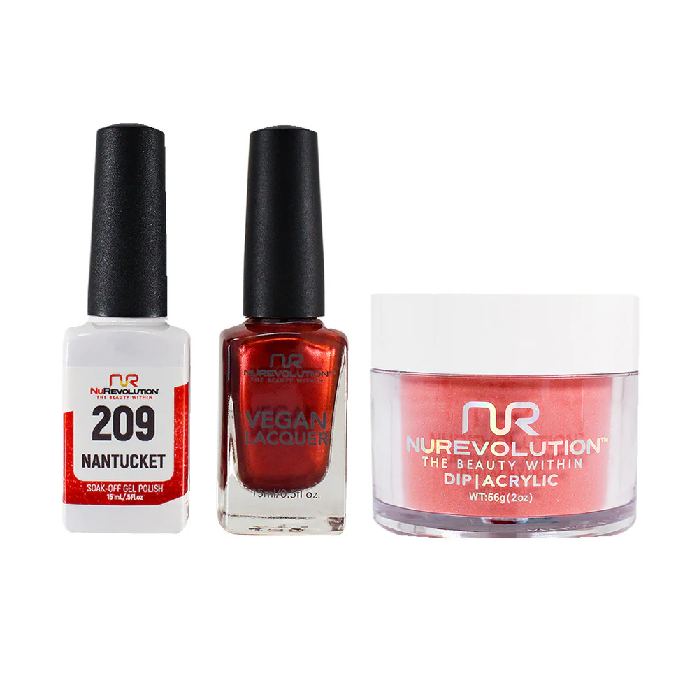 NR Elite Trio: Gel Polish + Lacquer + Dip/Acrylic Powder - #MS209 Nantucker by NuRevolution / Gel Polish 15 mL. + Lacquer 15 mL. + Dip/Acrylic 2 oz.