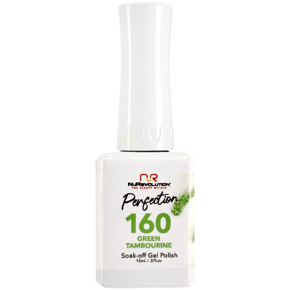 NR Perfection Gel Polish - #PFG160 Green Tambourine by NuRevolution / 15 mL. Gel Polish