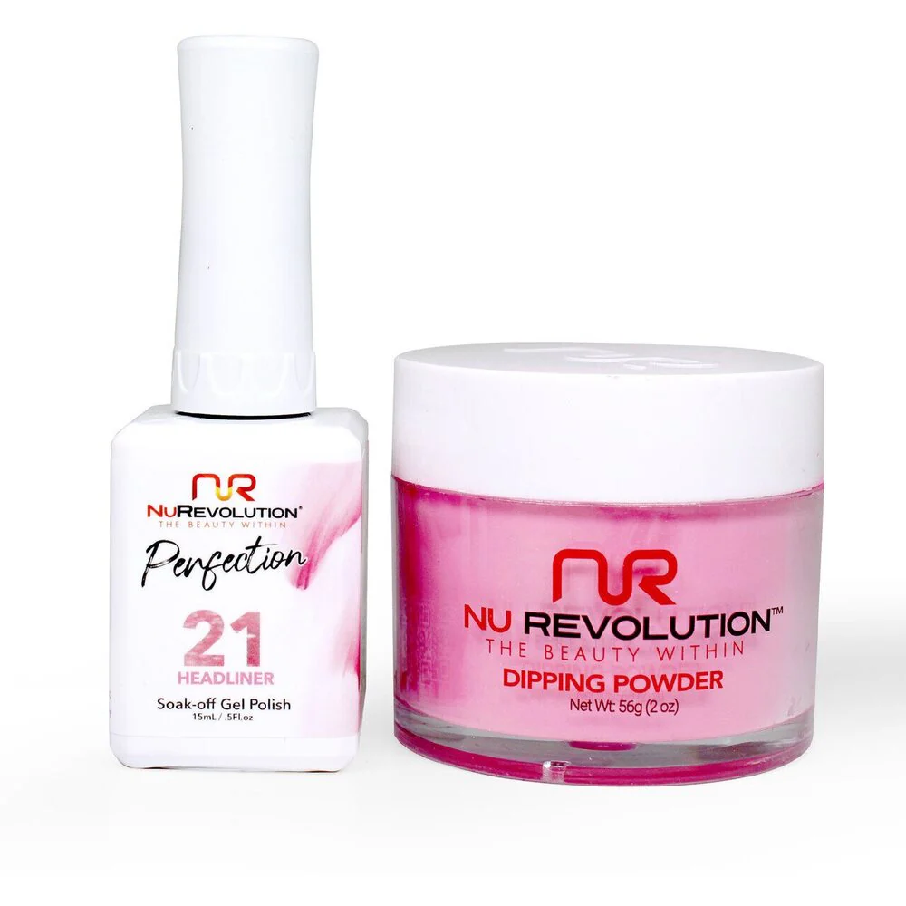 NR Perfection Set: Gel Polish + Dip/Acrylic Powder - #PFS021 Cotillion by NuRevolution / 15 mL. Gel Polish + 2 oz. Dip/Acrylic Powder