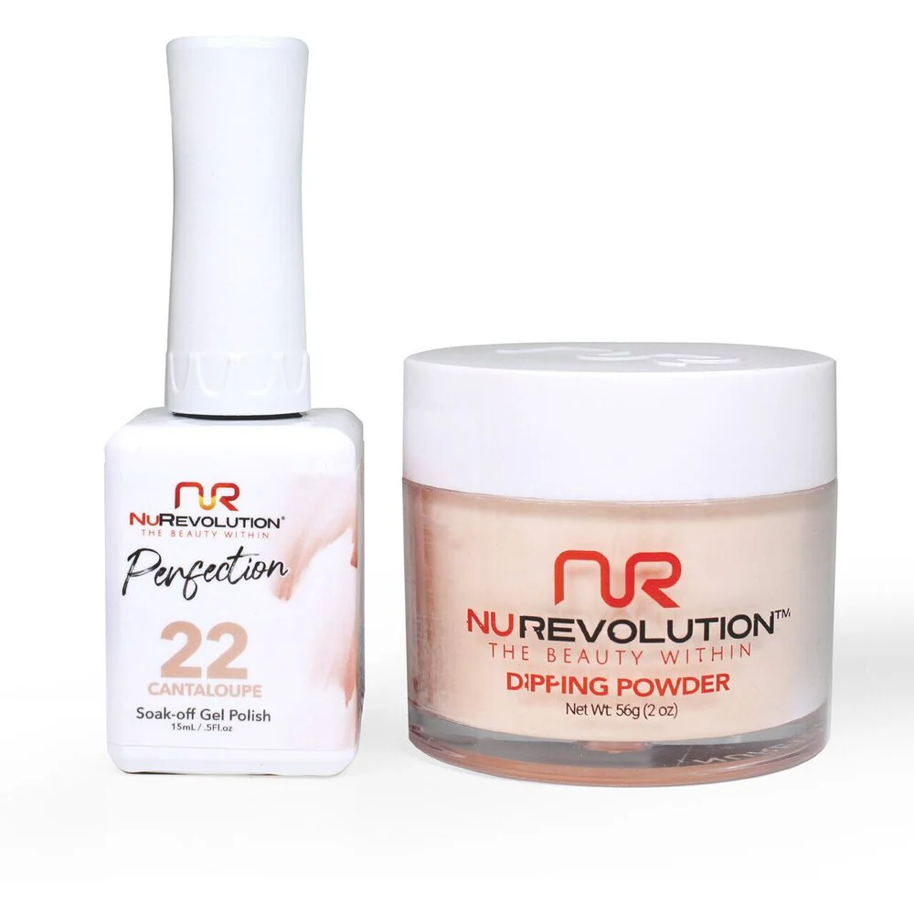 NR Perfection Set: Gel Polish + Dip/Acrylic Powder - #PFS022 Nectar by NuRevolution / 15 mL. Gel Polish + 2 oz. Dip/Acrylic Powder