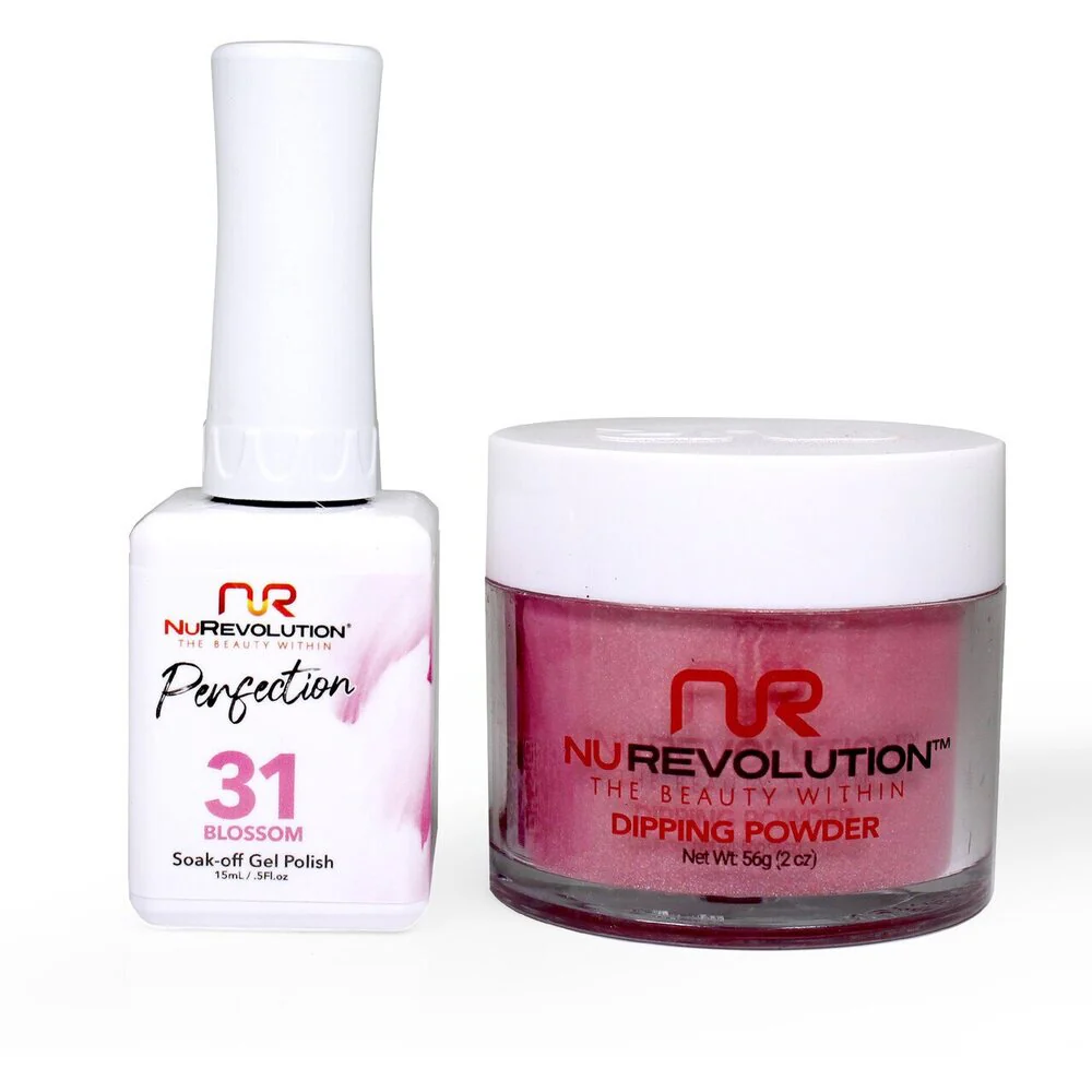 NR Perfection Set: Gel Polish + Dip/Acrylic Powder - #PFS031 Strawberry by NuRevolution / 15 mL. Gel Polish + 2 oz. Dip/Acrylic Powder