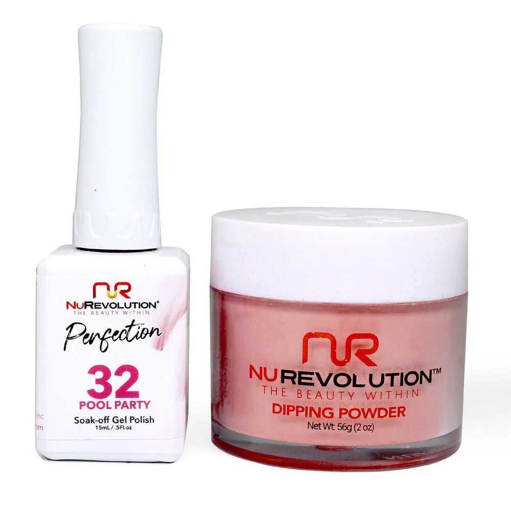 NR Perfection Set: Gel Polish + Dip/Acrylic Powder - #PFS032 Grapefruit by NuRevolution / 15 mL. Gel Polish + 2 oz. Dip/Acrylic Powder