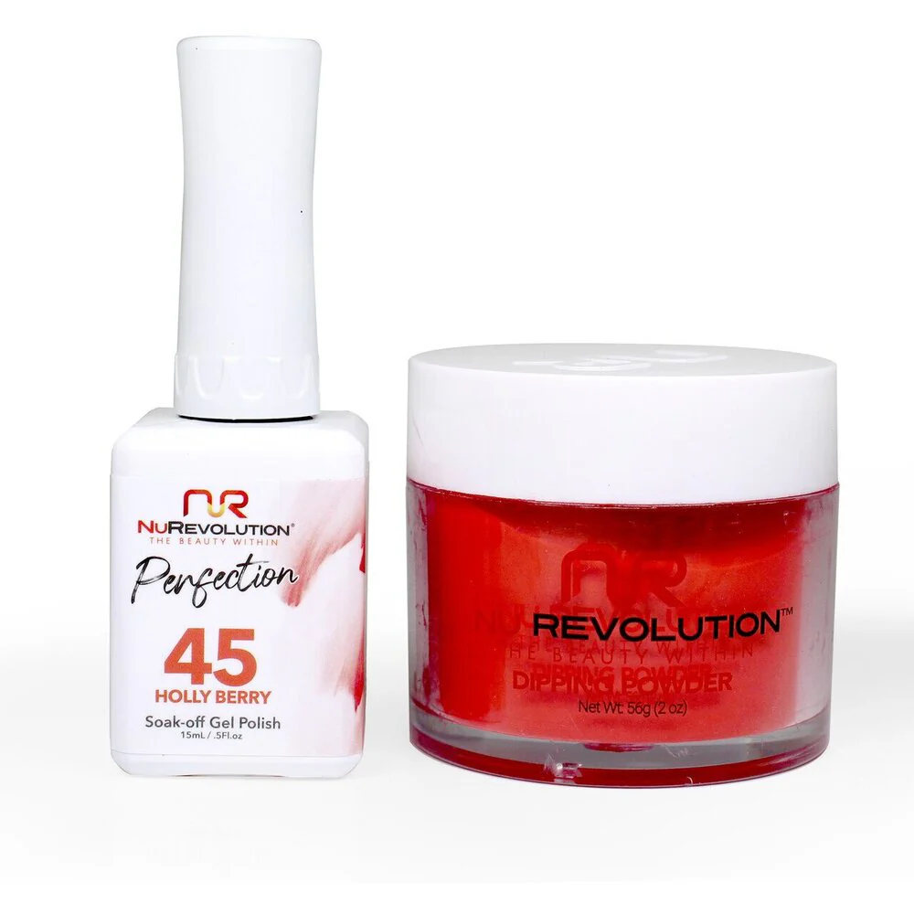 NR Perfection Set: Gel Polish + Dip/Acrylic Powder - #PFS045 Red Wine by NuRevolution / 15 mL. Gel Polish + 2 oz. Dip/Acrylic Powder
