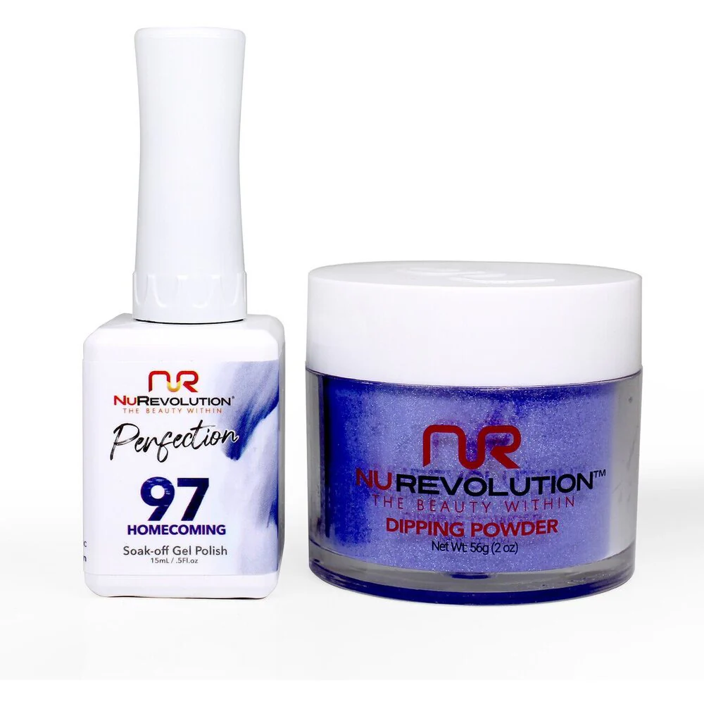 NR Perfection Set: Gel Polish + Dip/Acrylic Powder - #PFS097 Homecoming by NuRevolution / 15 mL. Gel Polish + 2 oz. Dip/Acrylic Powder