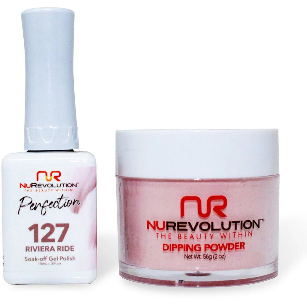 NR Perfection Set: Gel Polish + Dip/Acrylic Powder - #PFS127 Rivera Ride by NuRevolution / 15 mL. Gel Polish + 2 oz. Dip/Acrylic Powder