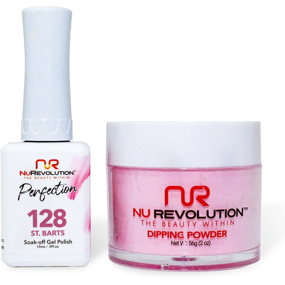NR Perfection Set: Gel Polish + Dip/Acrylic Powder - #PFS128 St by NuRevolution / 15 mL. Gel Polish + 2 oz. Dip/Acrylic Powder