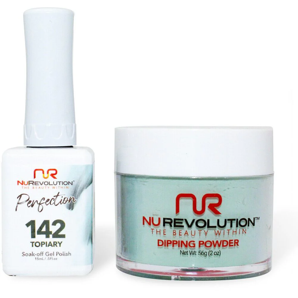 NR Perfection Set: Gel Polish + Dip/Acrylic Powder - #PFS142 Topiary by NuRevolution / 15 mL. Gel Polish + 2 oz. Dip/Acrylic Powder