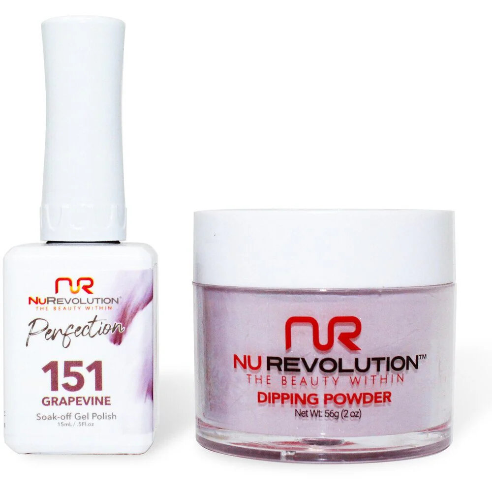 NR Perfection Set: Gel Polish + Dip/Acrylic Powder - #PFS151 Grape Vine by NuRevolution / 15 mL. Gel Polish + 2 oz. Dip/Acrylic Powder