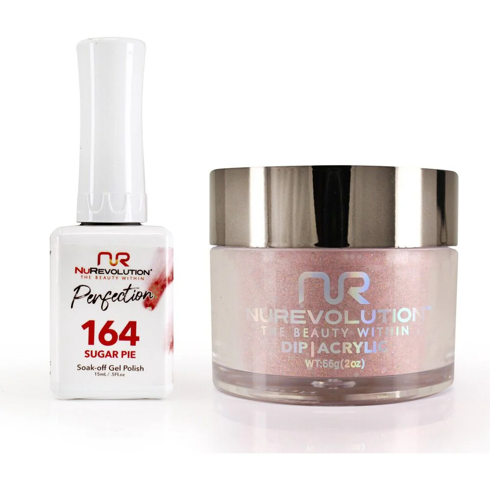 NR Perfection Set: Gel Polish + Dip/Acrylic Powder - #PFS164 Sugar Pie by NuRevolution / 15 mL. Gel Polish + 2 oz. Dip/Acrylic Powder