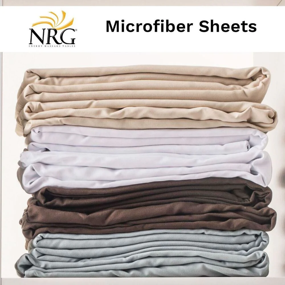 NRG® Premium Microfiber Massage Table Sheet Set - 1 Fitted Massage Sheet + 1 Flat Massage Sheet + 1 Crescent Cover / 120 GSM - Stone by NRG - Image 5